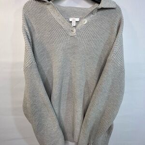 LUNYA Cozy cotton silk Henley 3 button sweater. Xs/s